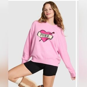 Victoria's Secret Pink Heart Graphic Sweater SIZE: Medium